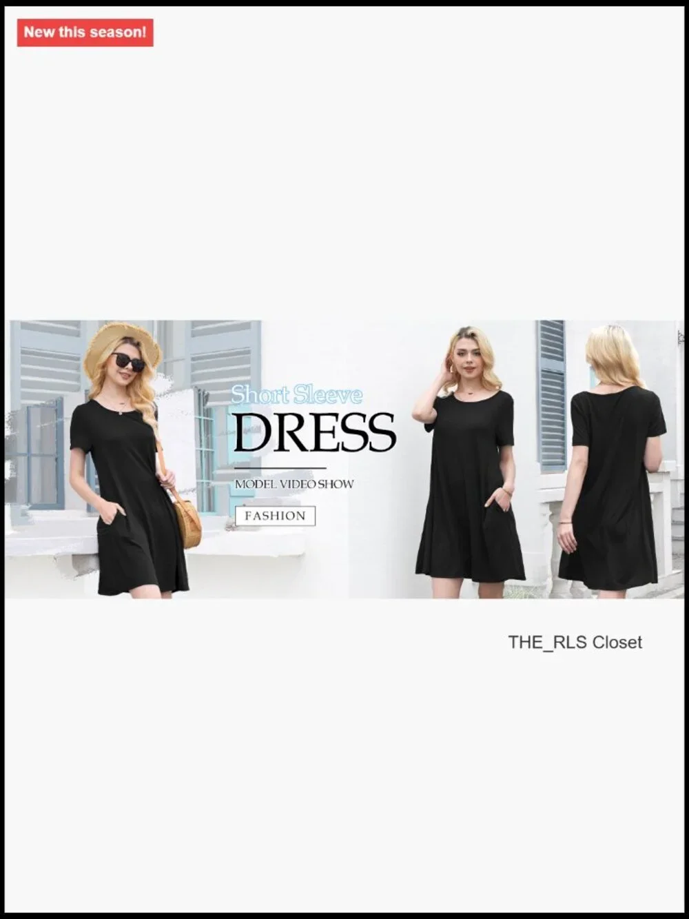 Short Sleeve Scoop Neck Casual Sundress with Pockets